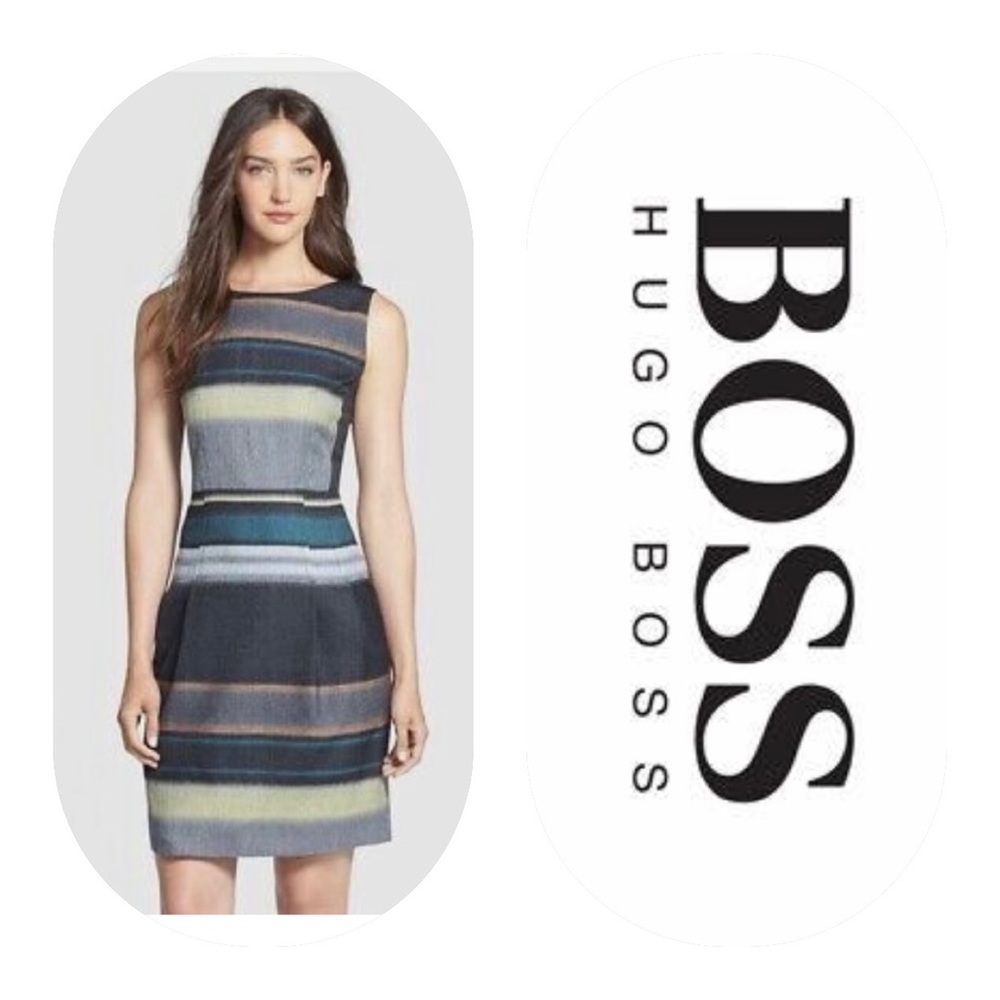 Hugo Boss Diljana Stripe Wool Blend Dress Sz. 8